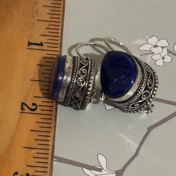 Lapis Lazuli teardrop sterling silver earrings - Picture 5 of 5